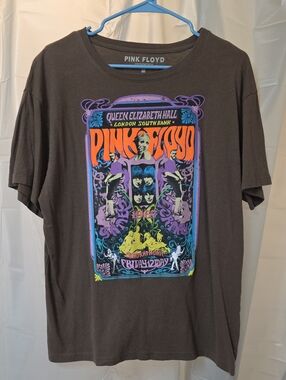 Pink Floyd Black Tee with Neon Orange and Purple Graphic